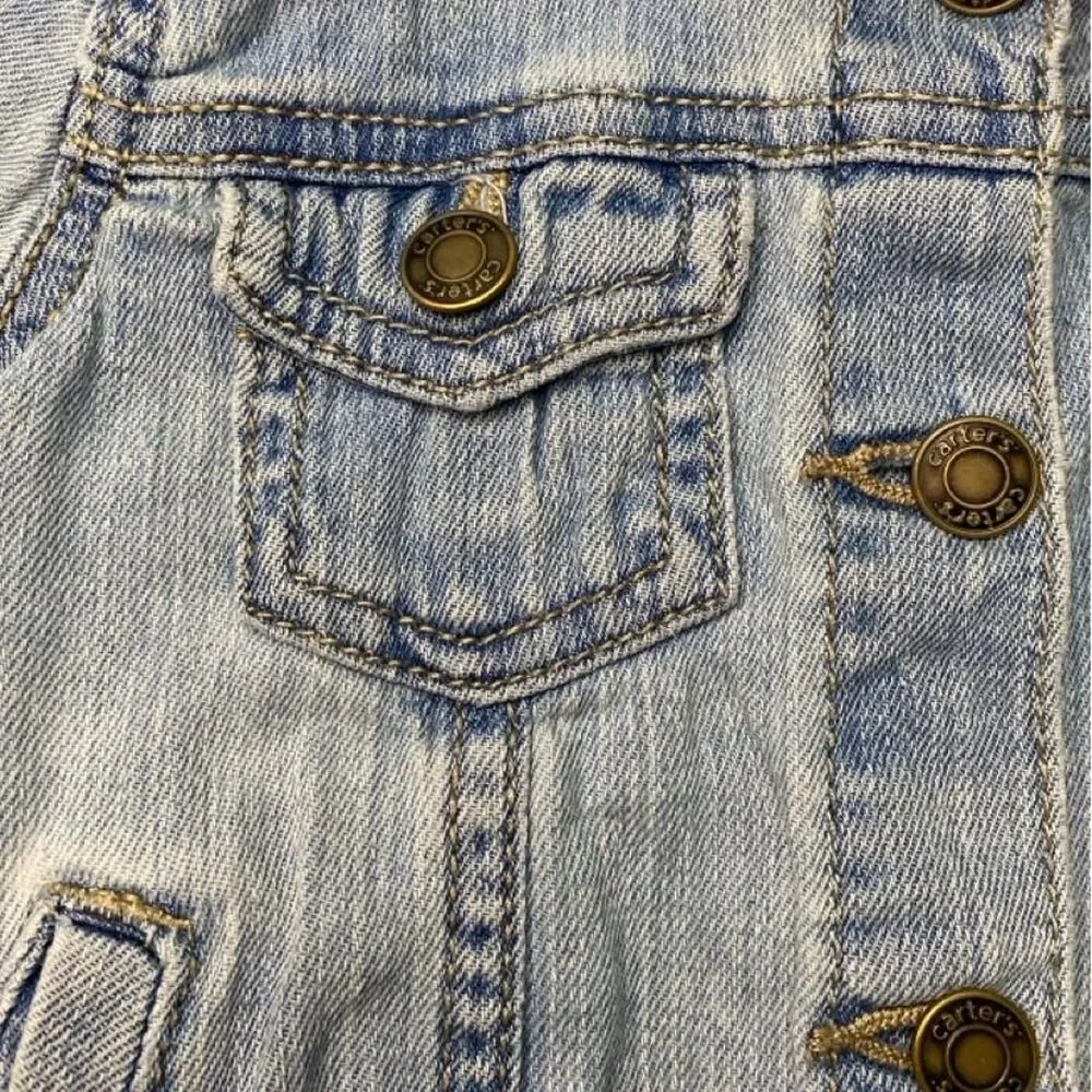 Carter's Girls Denim Jacket 18M Light Wash Snap Button Toddler Jean Coat